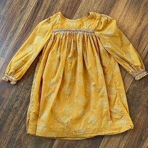 Baby gap 5 Yr 100% cotton lined, smocked  long sleeve dress fireworks stars